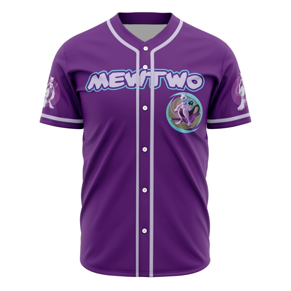 PKM Baseball Jersey PKM Psychic Type Mewtwo Graphic Jersey Shirt Purple Unisex