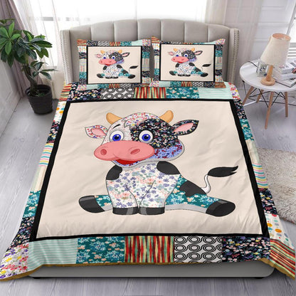 Cow Bedding Set Cartoon Cow Graphic Fabric Pattern Duvet Covers Colorful Unique Gift