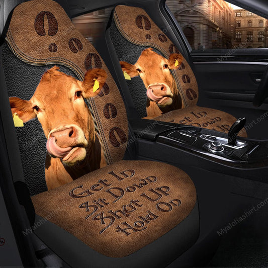 Cow Car Seat Covers Cow Get In Sit Down Shut Up Seat Covers Brown