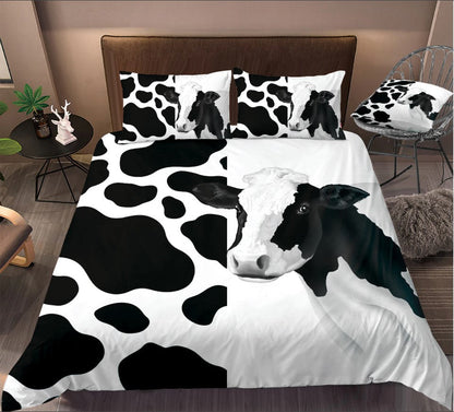Cow Bedding Set Cow Skin Fur Graphic Pattern Duvet Covers Black White Unique Gift