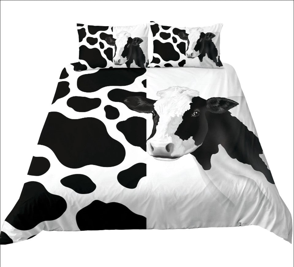 Cow Bedding Set Cow Skin Fur Graphic Pattern Duvet Covers Black White Unique Gift