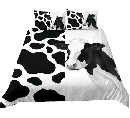 Cow Bedding Set Cow Skin Fur Graphic Pattern Duvet Covers Black White Unique Gift