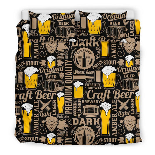 Beer Bedding Set Craft Beer Premium Quality Pattern Duvet Covers Brown Unique Gift