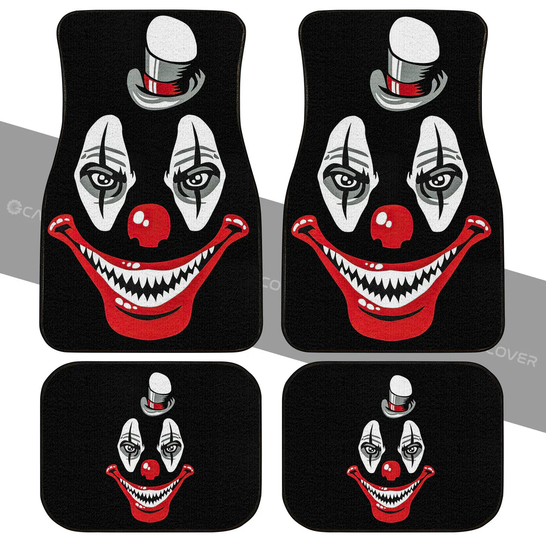 Halloween Car Mats Halloween Creepy Clown With Hat Face Car Floor Mats Black Red