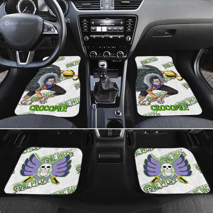 One Piece Car Mats One Piece Crocodile Jolly Roger Symbol Graphic Car Floor Mats White Green