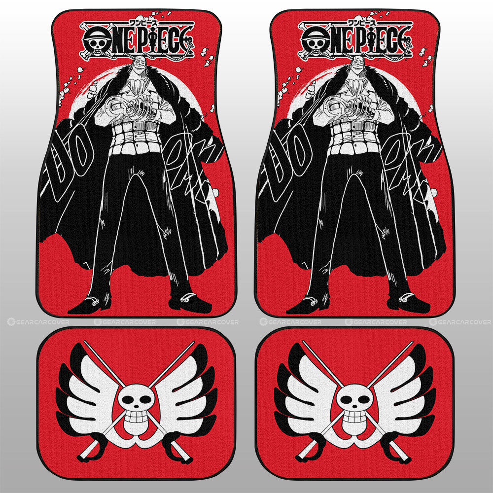 One Piece Car Mats One Piece Character Crocodile And Jolly Roger Symbol Car Floor Mats Red White