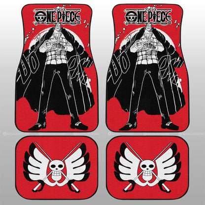 One Piece Car Mats One Piece Character Crocodile And Jolly Roger Symbol Car Floor Mats Red White