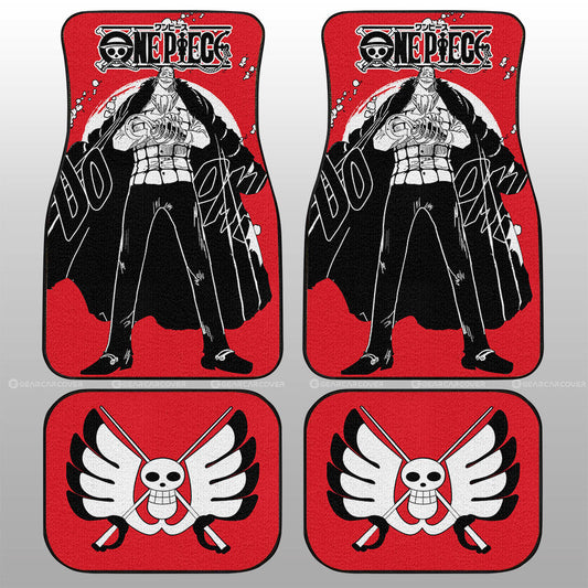 One Piece Car Mats One Piece Character Crocodile And Jolly Roger Symbol Car Floor Mats Red White
