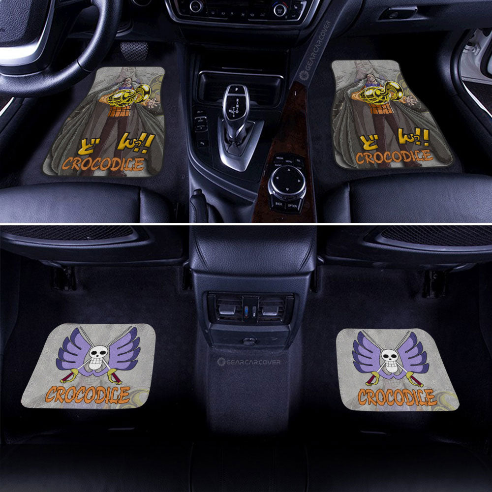 One Piece Car Mats Crocodile Character Graphic Jolly Roger Symbol Car Floor Mats Colorful