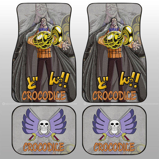 One Piece Car Mats Crocodile Character Graphic Jolly Roger Symbol Car Floor Mats Colorful