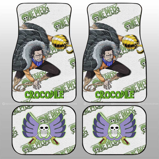One Piece Car Mats One Piece Crocodile Jolly Roger Symbol Graphic Car Floor Mats White Green