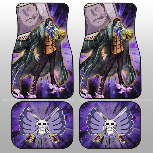 One Piece Car Mats Crocodile And Wanted Poster Graphic Car Floor Mats Purple