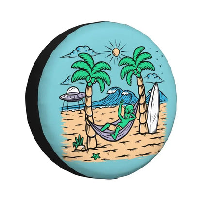 Alien Spare Tire Cover Alien On Summer Vacation Tire Covers Blue