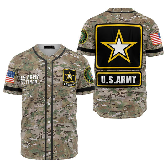 Veteran Baseball Jersey US Camouflage Pattern Veteran Army Jersey Shirt Green Unisex Adult New Release