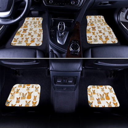 Dog Car Floor Mats Cute Dog Drawing Style Pattern White Orange Car Mats