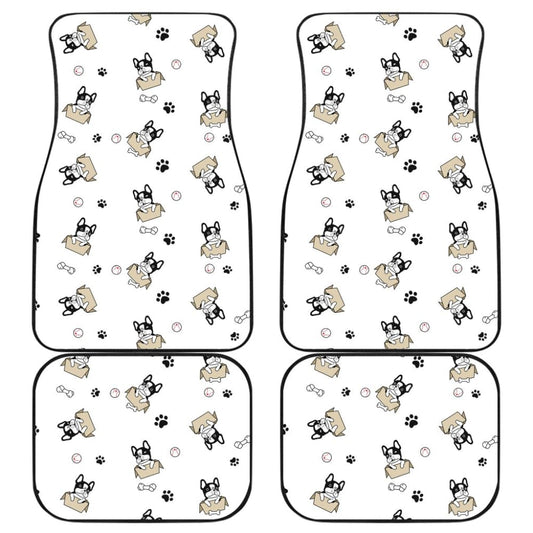 Dog Car Floor Mats Cute French Bulldog In Box Bone Pattern Car Mats