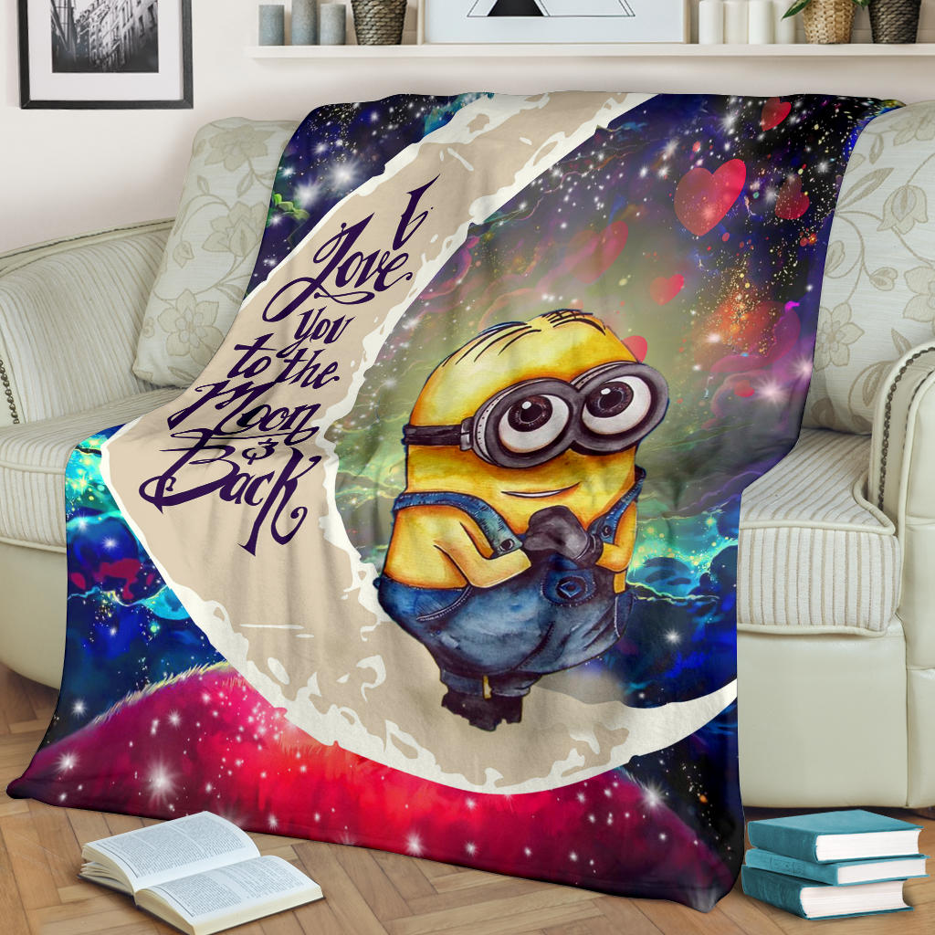 Minions Blanket Minions Despicable Me Love You To The Moon Blanket Colorful