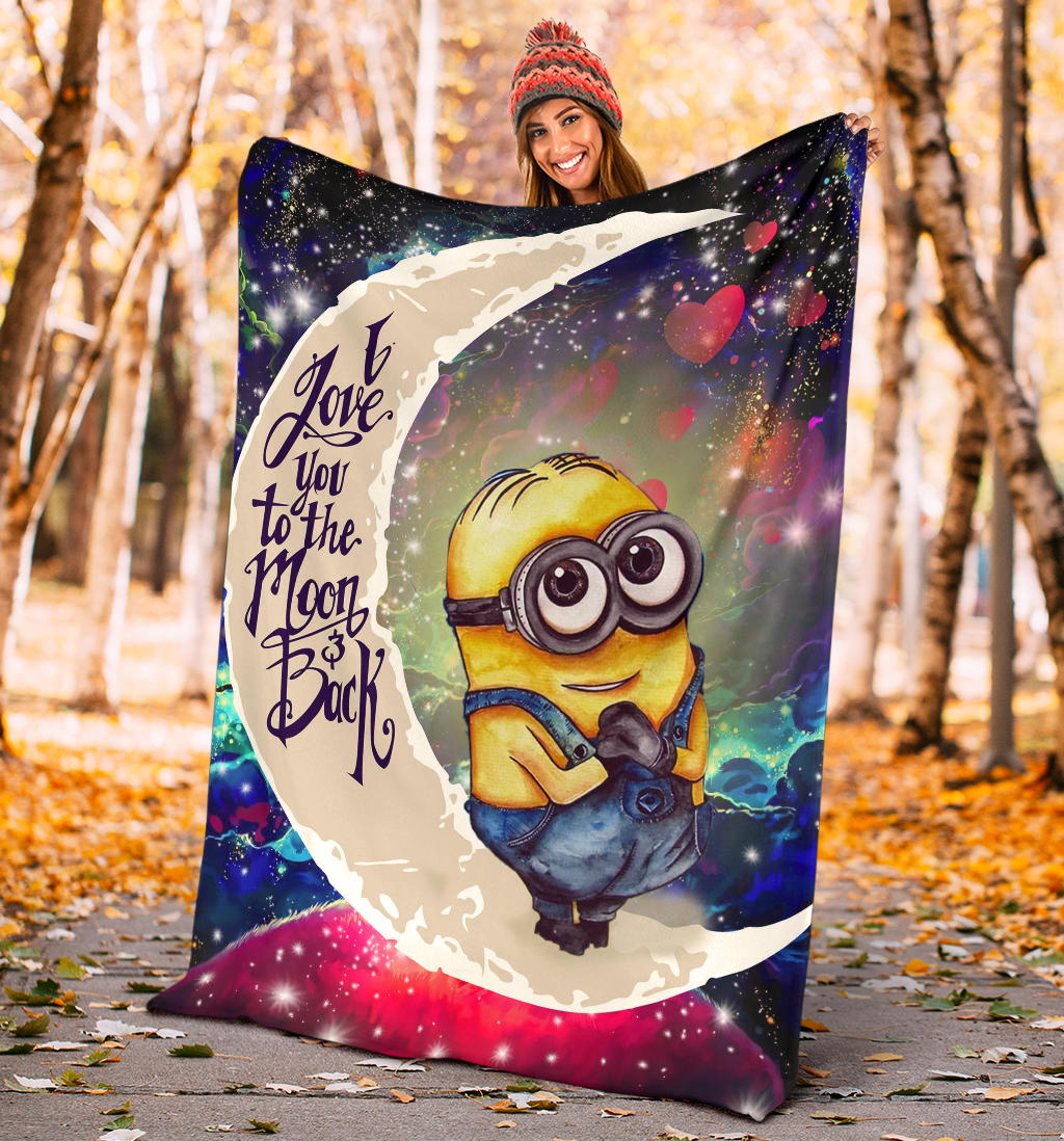 Minions Blanket Minions Despicable Me Love You To The Moon Blanket Colorful