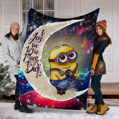 Minions Blanket Minions Despicable Me Love You To The Moon Blanket Colorful