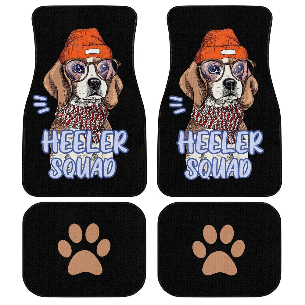 Dog Car Floor Mats Cute Beagle Dog With Hat And Glasses Heeler Squad Car Mats