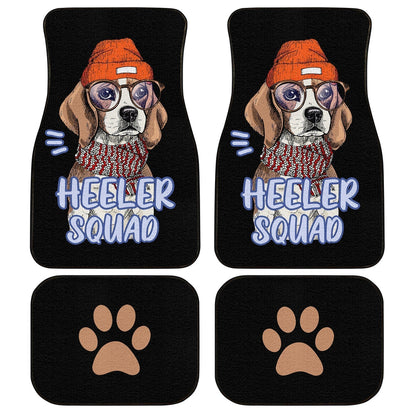 Dog Car Floor Mats Cute Beagle Dog With Hat And Glasses Heeler Squad Car Mats
