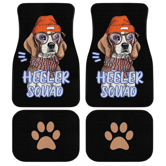 Dog Car Floor Mats Cute Beagle Dog With Hat And Glasses Heeler Squad Car Mats