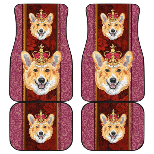 Dog Car Floor Mats Cute Pembroke Welsh Corgi Dog With Royal Crown Car Mats