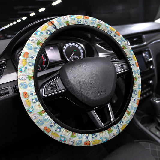 PKM Steering Wheel Cover Chibi Cute All Types Of PKM Pattern Driving Wheel Cover Colorful