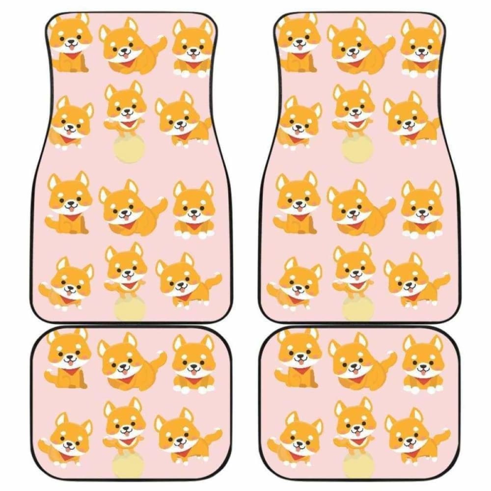 Dog Car Floor Mats Cute Chibi Shiba Inu Dog All Poses Pattern Car Mats