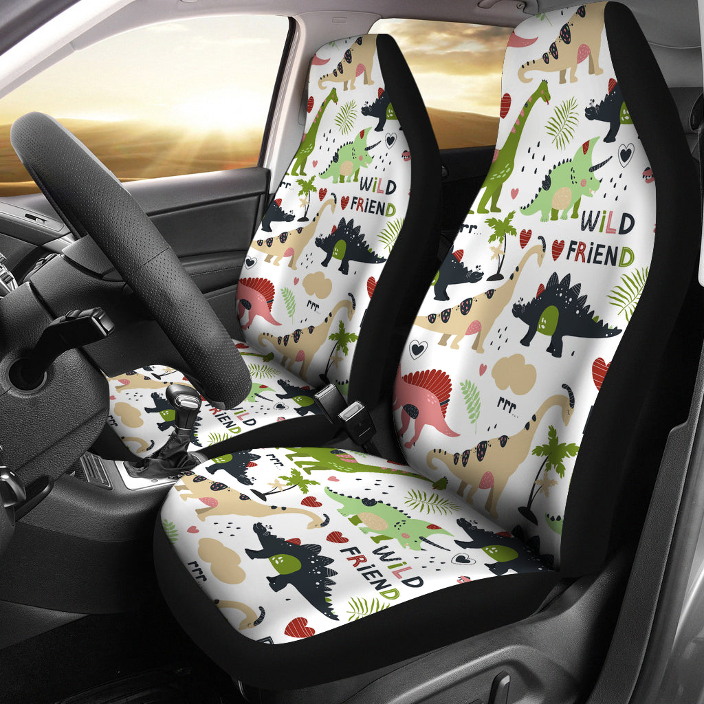 Dinosaur Car Seat Covers All Dinosaur Wild Friend Pattern Seat Covers White Green