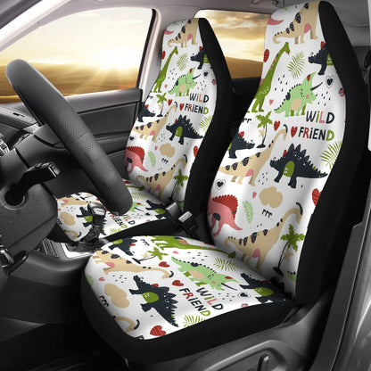 Dinosaur Car Seat Covers All Dinosaur Wild Friend Pattern Seat Covers White Green
