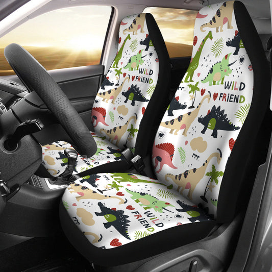 Dinosaur Car Seat Covers All Dinosaur Wild Friend Pattern Seat Covers White Green