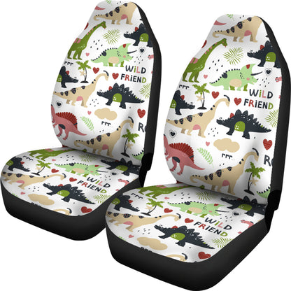 Dinosaur Car Seat Covers All Dinosaur Wild Friend Pattern Seat Covers White Green