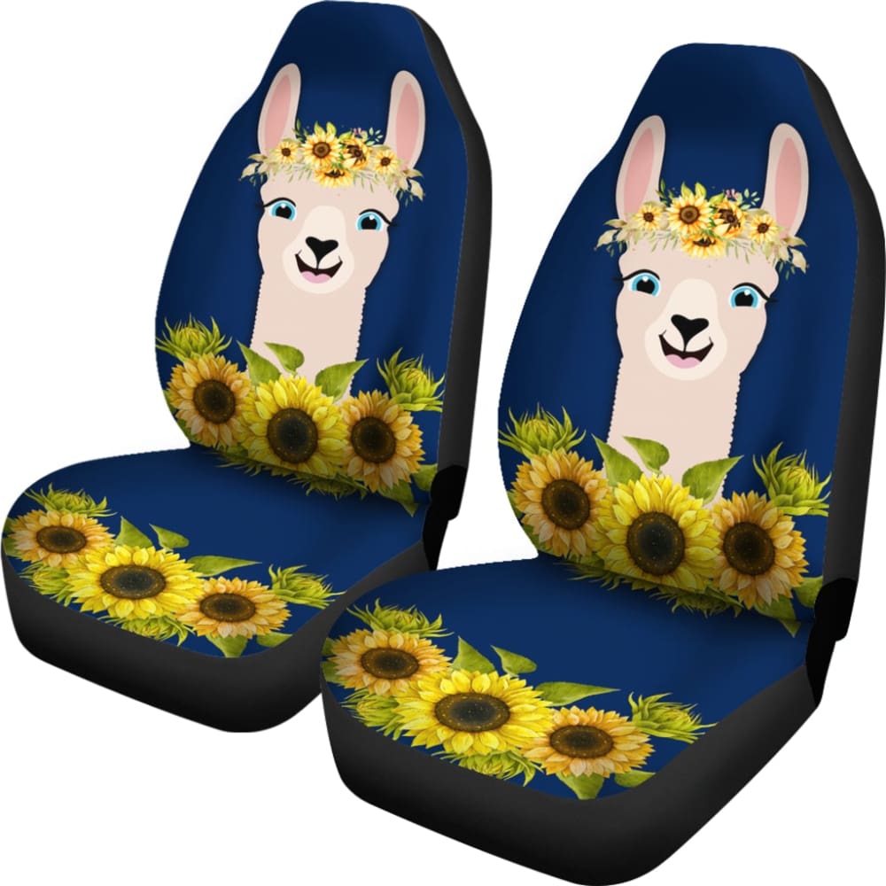 Llama Car Seat Covers Llama With Sunflower Flower Seat Covers Blue