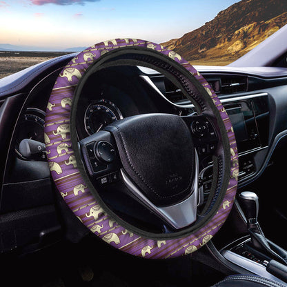 Native American Steering Wheel Cover Cute Native American Tribal Elephant Pattern Driving Wheel Cover Purple