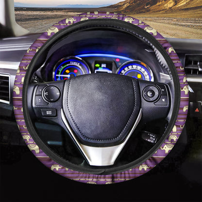 Native American Steering Wheel Cover Cute Native American Tribal Elephant Pattern Driving Wheel Cover Purple