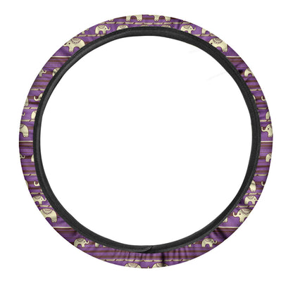 Native American Steering Wheel Cover Cute Native American Tribal Elephant Pattern Driving Wheel Cover Purple