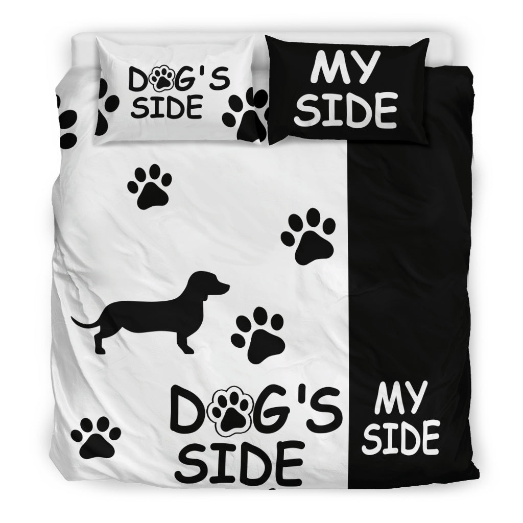 Dog Bedding Set Dog Side And My Side Dachshund Silhouette Duvet Covers Black White Unique Gift