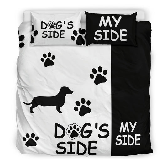 Dog Bedding Set Dog Side And My Side Dachshund Silhouette Duvet Covers Black White Unique Gift