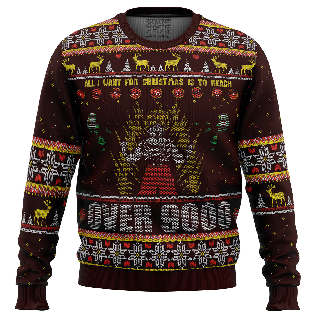 Dragon Ball Z Goku Over 9000 Dragon Ball Z Ugly Christmas Sweater