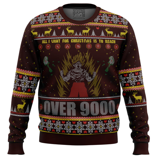 Dragon Ball Z Goku Over 9000 Dragon Ball Z Ugly Christmas Sweater