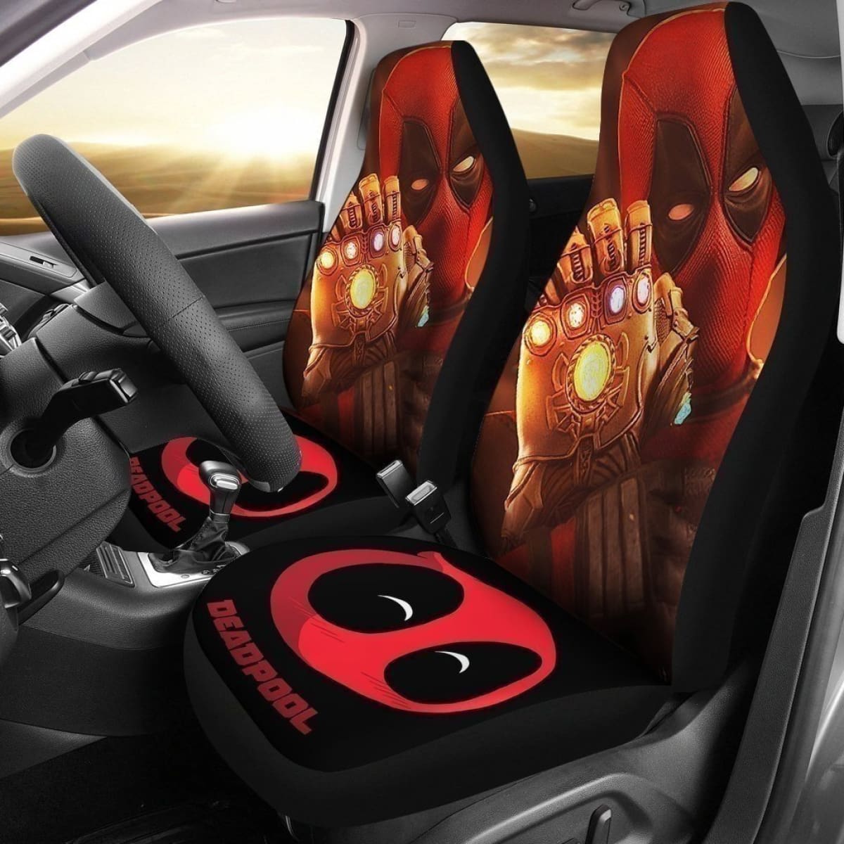 DP Car Seat Covers DP With Infinity Gauntlet Graphic Seat Covers Colorful