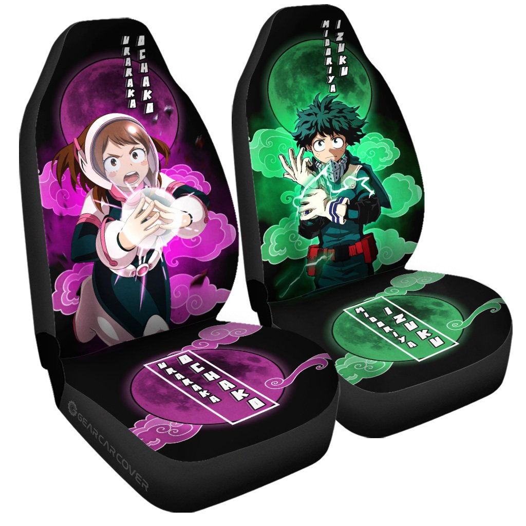 My Hero Academia Car Seat Covers Deku And Uraraka Fighting Seat Covers Pink Green