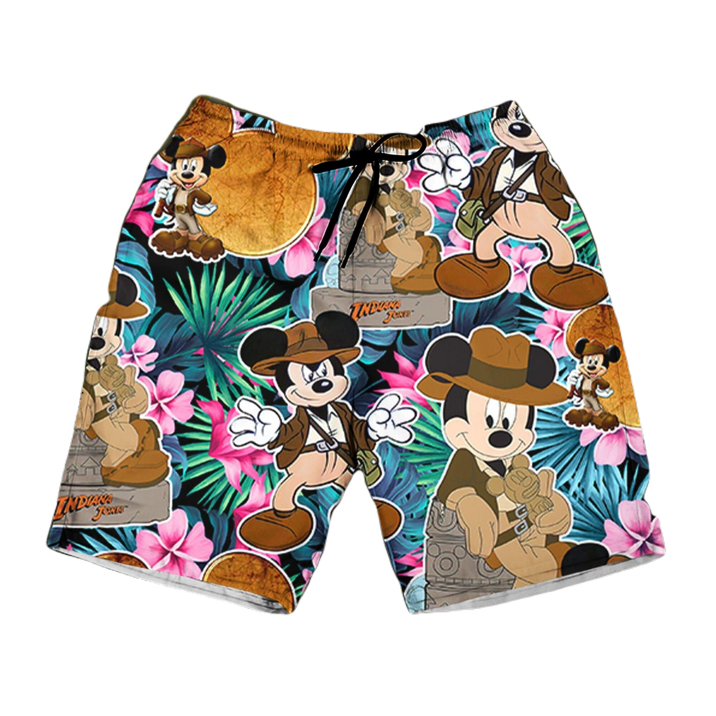 MM Shorts Indiana Jones MM Tropical Forest Pattern Beach Shorts Colorful