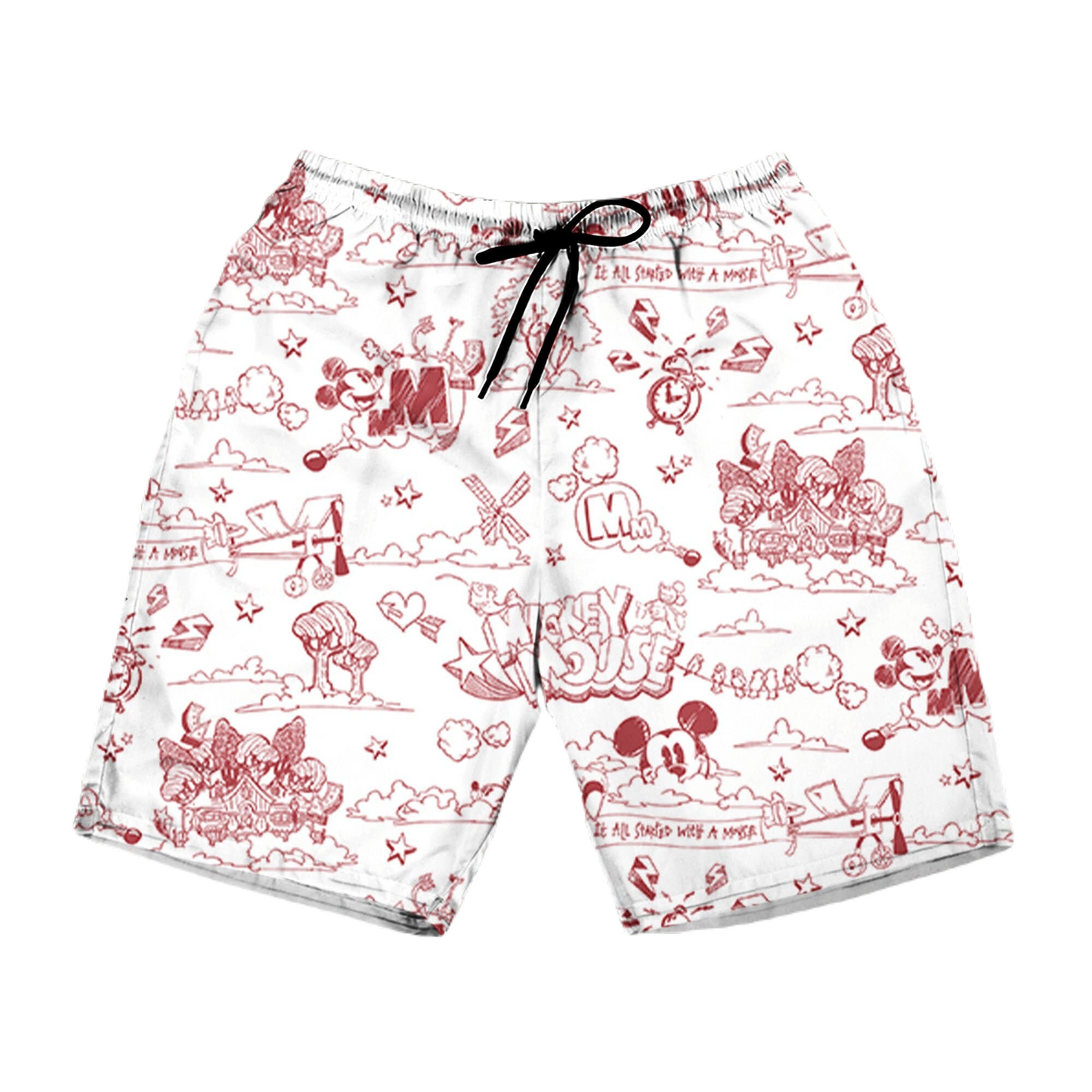 MM Shorts MM It All Started With A Mouse Beach Shorts White Red