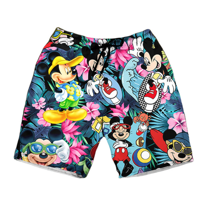 MM Shorts DN MM Poses Tropical Hibiscus Flowers Beach Shorts Green