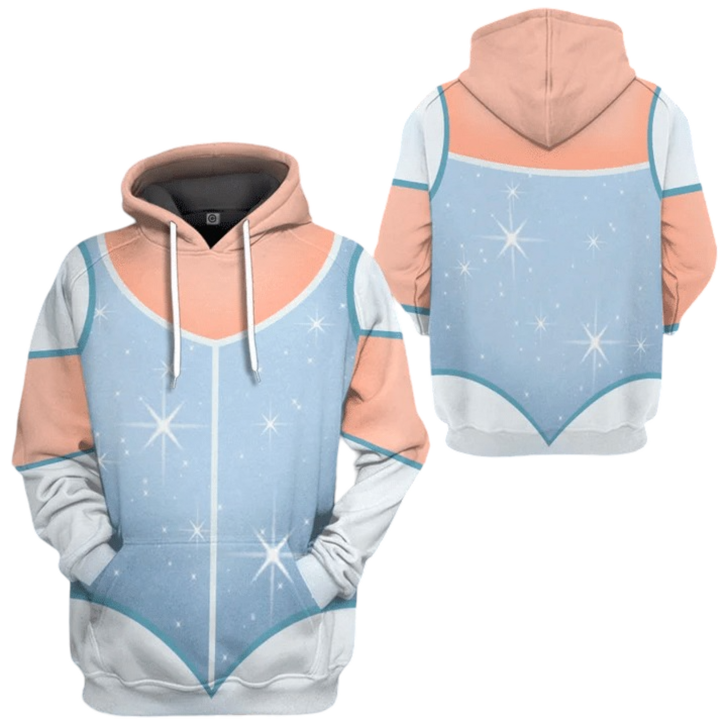 DN Hoodie DN Princess Cinderella Dress Costume Hoodie Blue Unisex