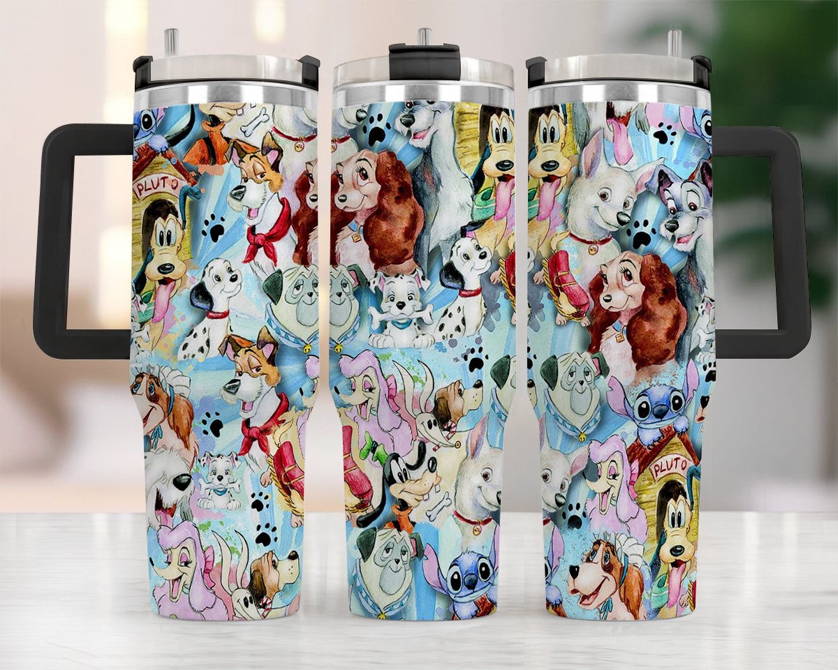 DN 40 Oz Tumbler All DN Dogs Graphic Pattern Tumbler 40 Oz Colorful