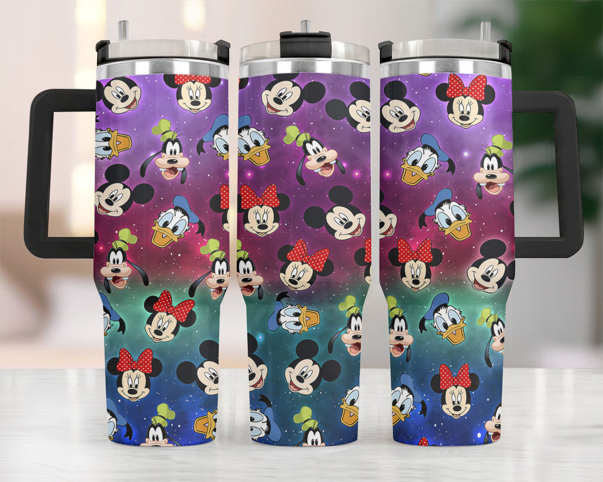 DN 40 Oz Tumbler DN Characters Head Galaxy Pattern Tumbler 40 Oz Colorful