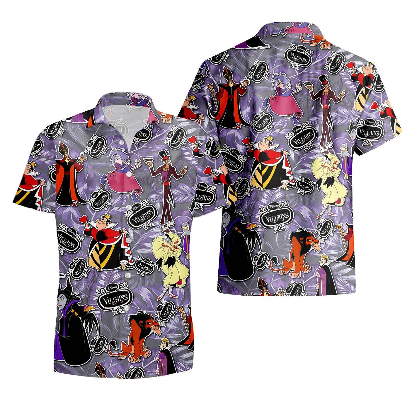 DN Hawaii Shirt DN All Villains Pattern Hawaiian Shirt Purple Unisex